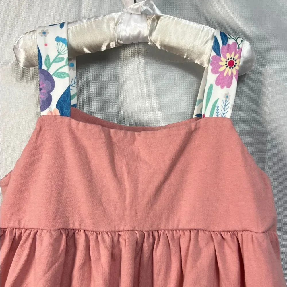 Marie Nicole Rose Pink knit dress with ruffle hem and floral accents  xxxL(7)